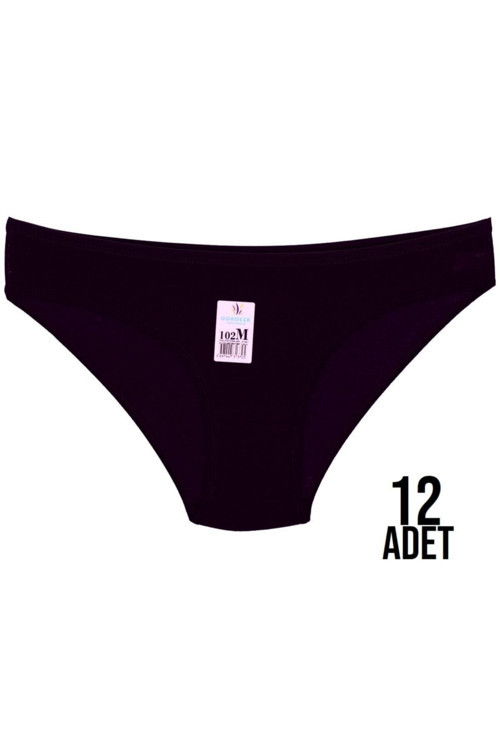 Kadın Mürdüm Pamuklu Slip Külot 12 Adet