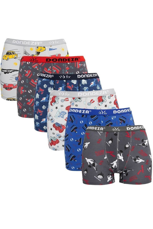 Tutku 6Lı Erkek Çocuk Renkli Desenli Boxer Külot Çocuk Baksır