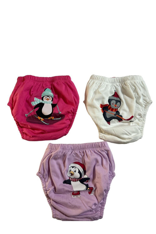 3'Lü Alıştırma Külodu 3'Lü (Şirin Penguenler)