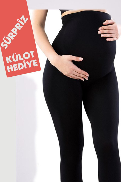 Korseli Toparlayıcı Pamuklu Hamile Tayt Siyah