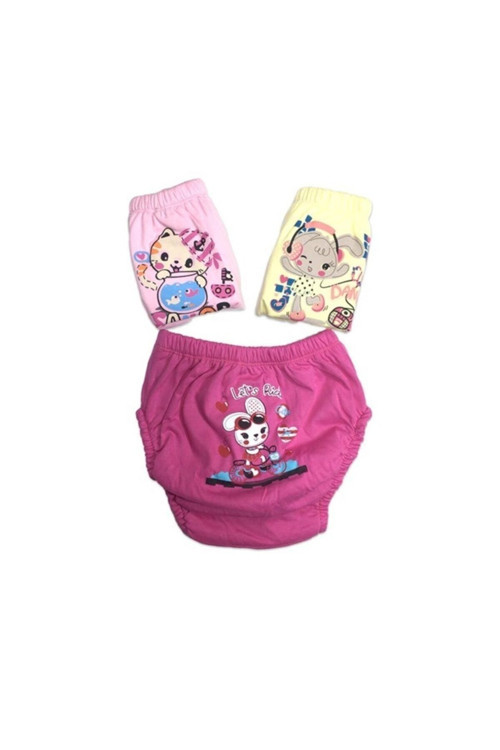Storybaby 3'Lü Büyük Beden Kız Alıştırma Kilodu-3 Numara(Koyu Pembe/Pembe/Sarı)