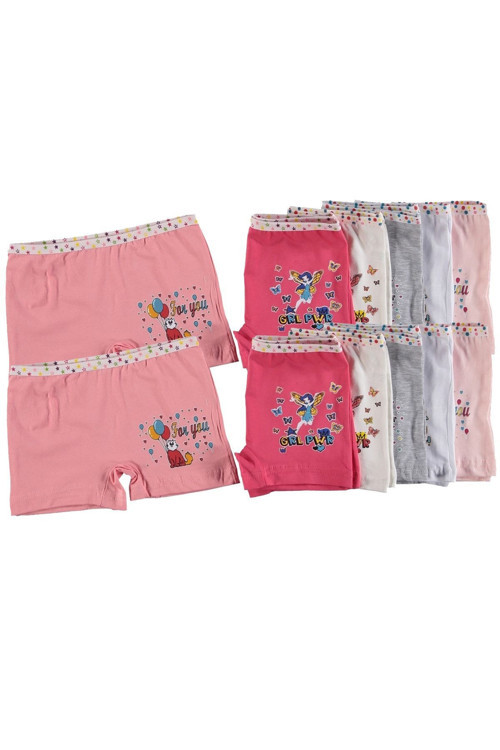 12'Li Paket Kız Çocuk Boxer