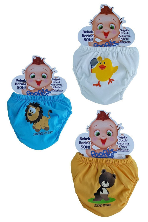 Popees Erkek Bebek Alıştırma Külodu 3'Lü Set Mavi