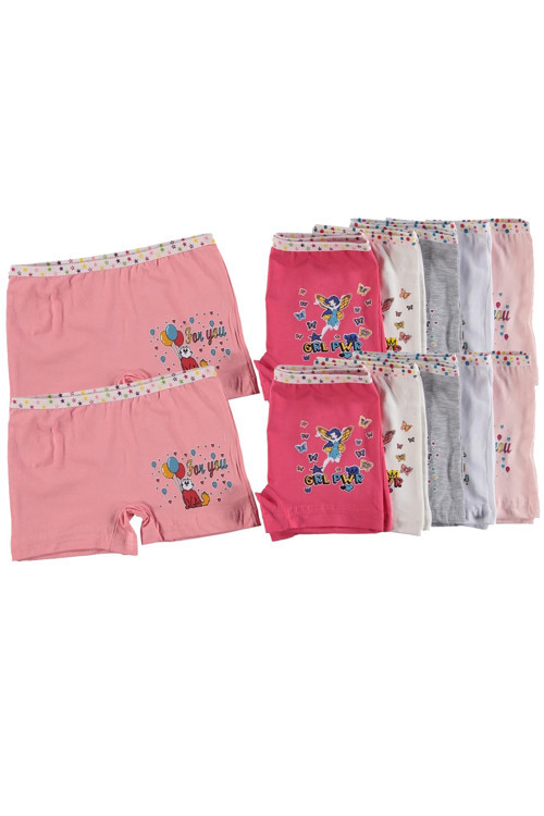 12'Li Paket Kız Çocuk Boxer