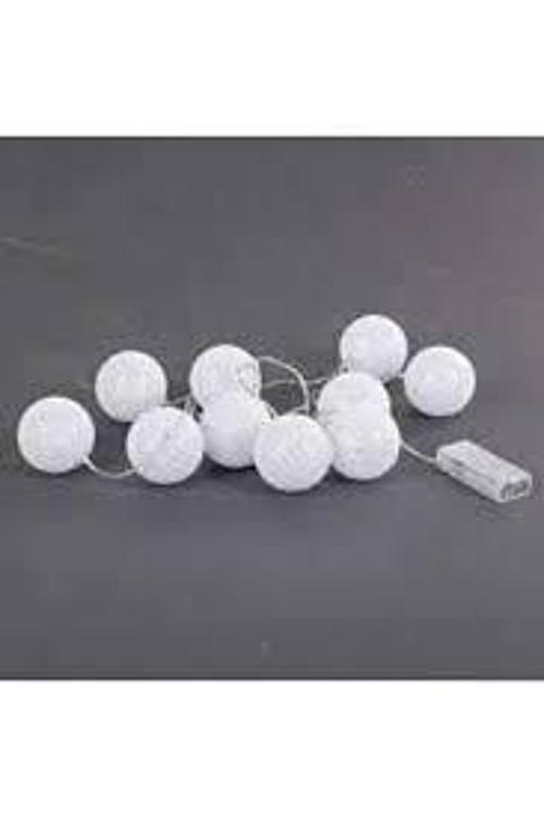 10'lu Işıklı Beyaz Top Dekoratif Aydınlatma Süs