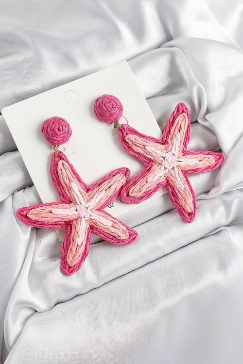 BFS Pirinç Pembe Deniz Yıldızı Model Gold Renk Kadın Hasır Küpe