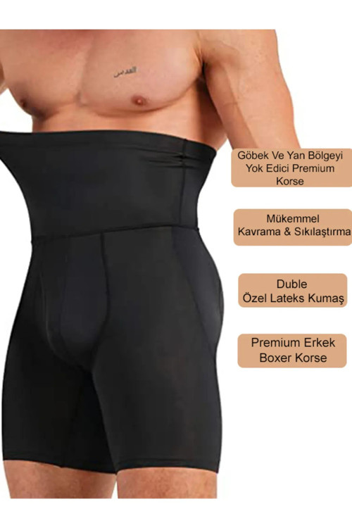 Erkek Toparlayıcı Dikişsiz Yüksek Bel Boxer Korse