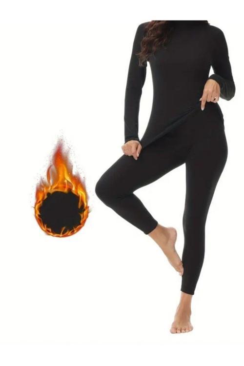 Kadın Termal Yüksek Bel Tayt Içlik Termal Üst Body Siyah Kadın Termal Takım