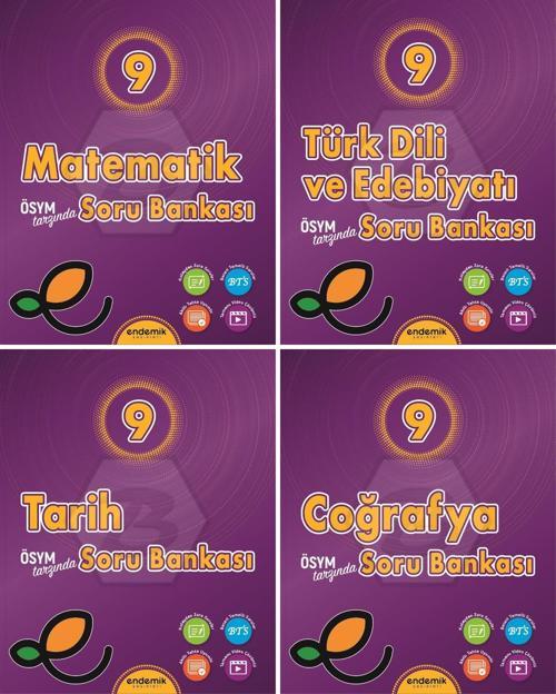Endemik 2026 9. Sınıf Matematik + Türk Dili + Tarih + Coğrafya Soru Seti 4 Kitap Güncel Müfredat
