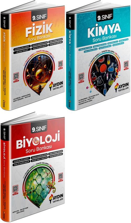 Aydın 2025 9. Sınıf Fizik + Kimya + Biyoloji Konu Özetli Soru Bankası Seti 3 Kitap