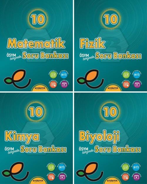 Endemik 2026 10. Sınıf Matematik + Fizik + Kimya + Biyoloji Soru Seti 4 Kitap Güncel Müfredat