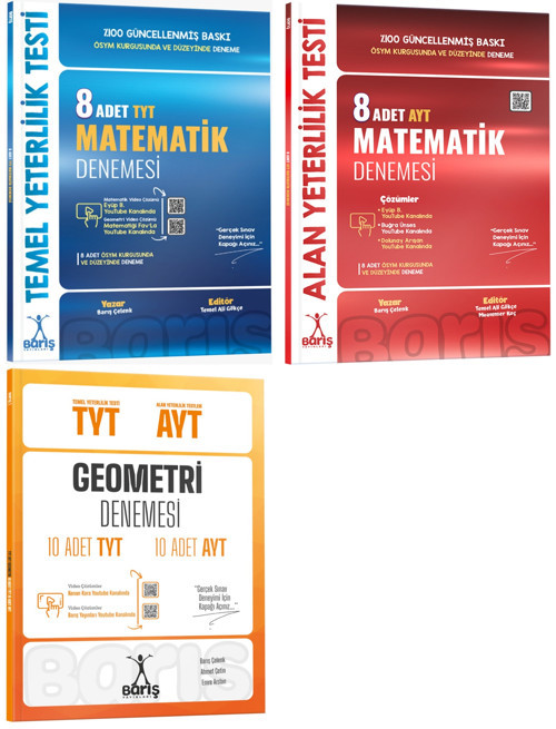 Barış Yayınları 2025 Tyt Ayt Matematik + Geometri Deneme Seti 3 Kitap
