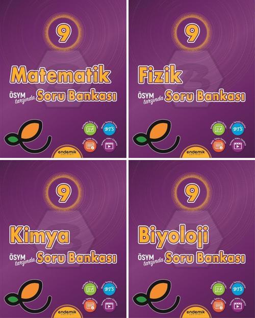 Endemik 2026 9. Sınıf Matematik + Fizik + Kimya + Biyoloji Soru Seti 4 Kitap Güncel Müfredat