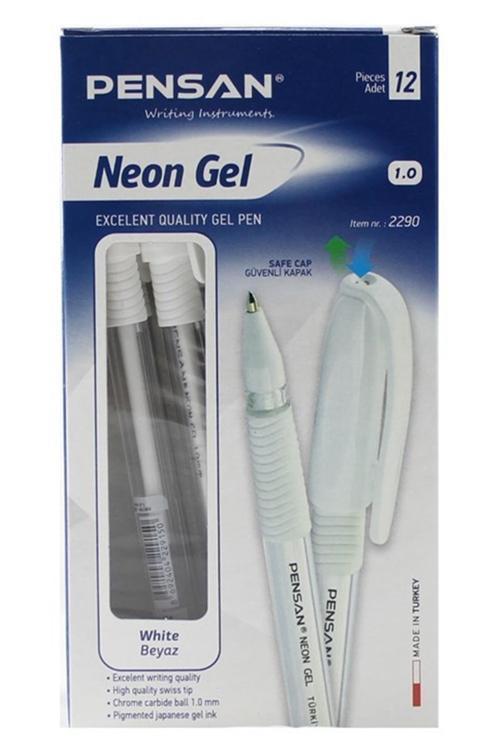 Jel Kalem 1 Mm Beyaz 12'Li Neon Gel