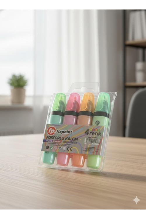 Fosforlu Kalem Pastel Renkler 4 Renk
