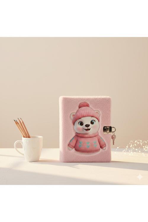 Basklılı Peluş Kapak Kilitli Hatıra Defteri 13x21