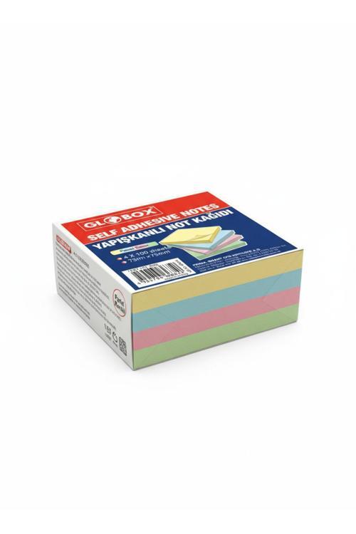 Yapışkanlı 4 Renkli 4x100 Adet Not Kağıdı 75Mm x 75Mm