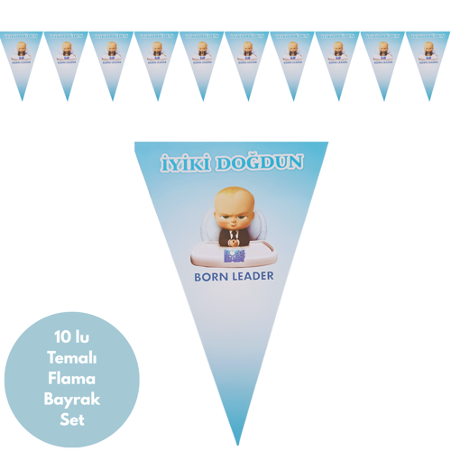 İyiki Doğdun Baby Boss Temalı Flama Bayrak Set Süs