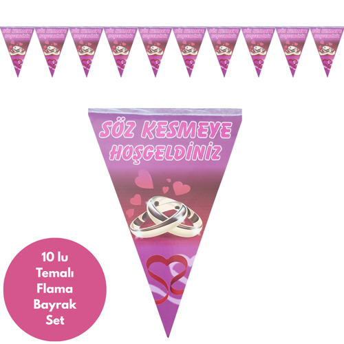 Söz Kesmeye Hoşgeldiniz Flama Bayrak Set Süs