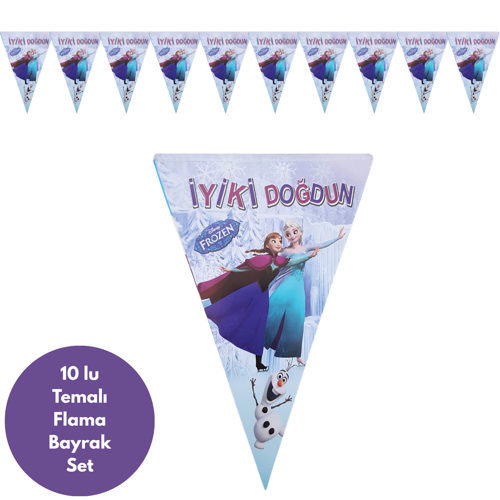 İyiki Doğdun Elsa Temalı Flama Bayrak Set Süs