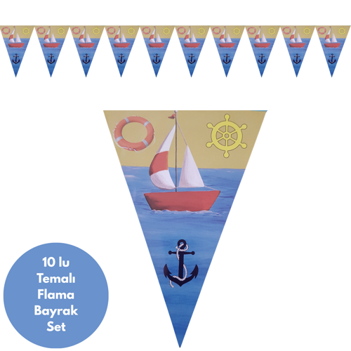 Denizci Temalı Flama Bayrak Set Süs