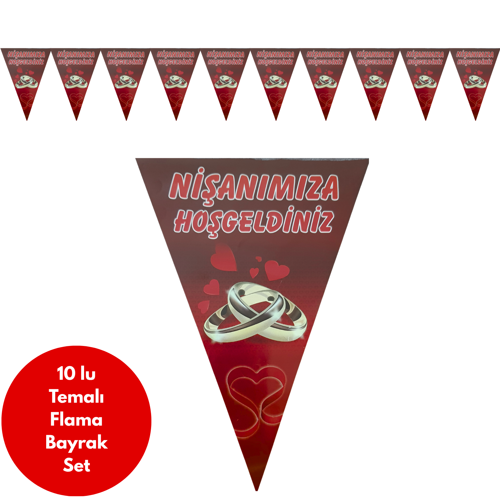 Nişanımıza Hoşgeldiniz Flama Bayrak Set Süs