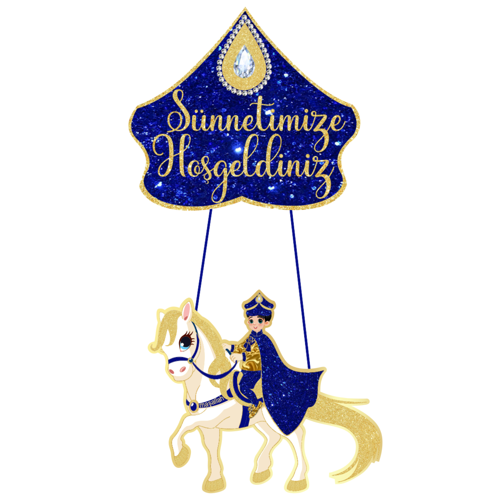 Sünnetime Hoş geldiniz Altın Karton Kapı Süsü 35*60 cm