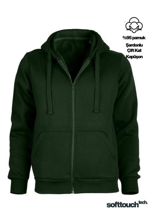 3 İplik Şardonlu Softtouch Tech. Çift Kat Kapüşönlü Sweath Ceket