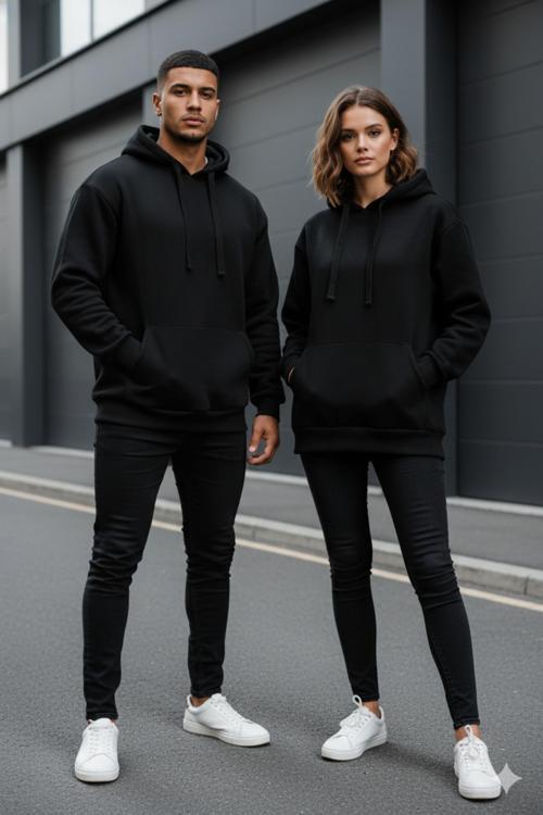 Unisex Şardonlu Çifk Kat Kapşönlü Oversize Sweatshirt -Softtouch Tech. İpeksi Doku