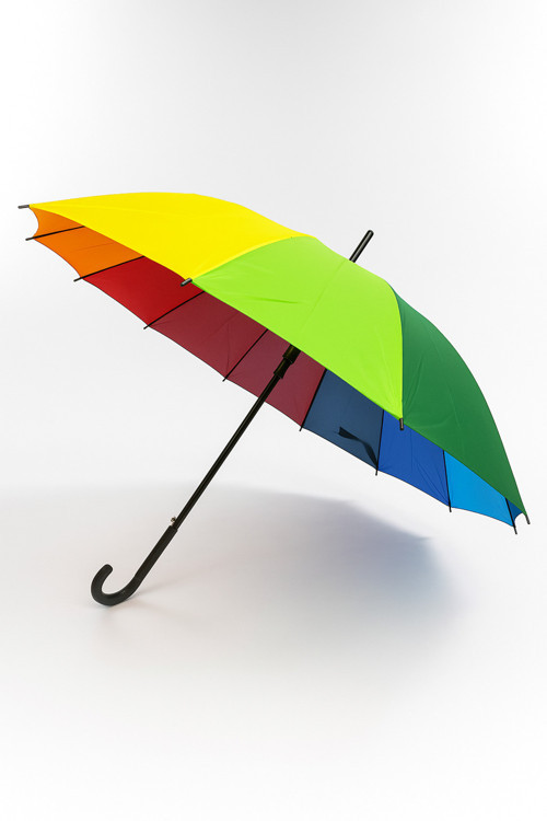 Büyük Boy 1. Sınıf 16 Telli Bastonlu Siyah Şemsiye 12 Telli Bastonlu Gökkuşağı Şemsiye Yağmur Kış