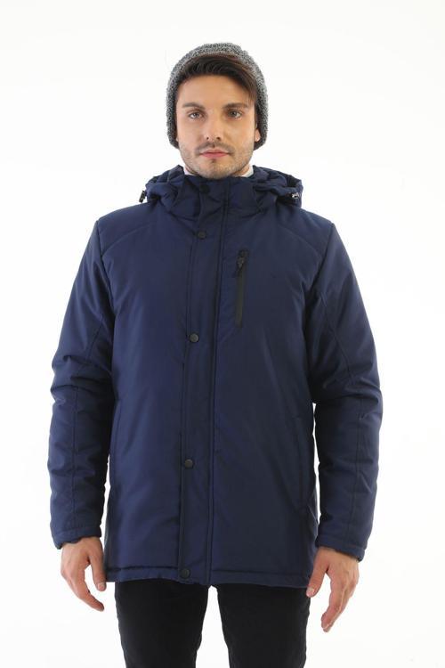 Erkek Çıkarılabilir Kapüşonlu Lacivert Kalın Mont & Kaban & Parka | 3XL