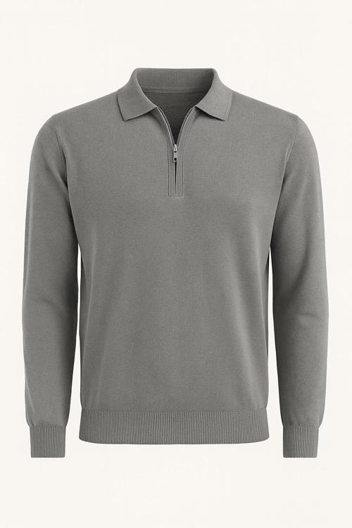 Slim Fit Polo Yaka Uzun Kol Erkek Triko - 7464