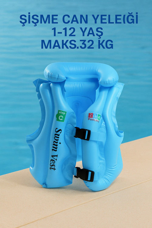 3-11 Yaş Arası 32Kg Kapasiteli Üstkalite Şişme Can Yeleği Yaz Deniz Sahil Çocuk Bebek