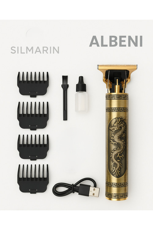 Full Metal Bıçaklı Şarjlı Tıraş Makinesi Temizlik Seti Ve Numaralı Ağzılarla Birlikte