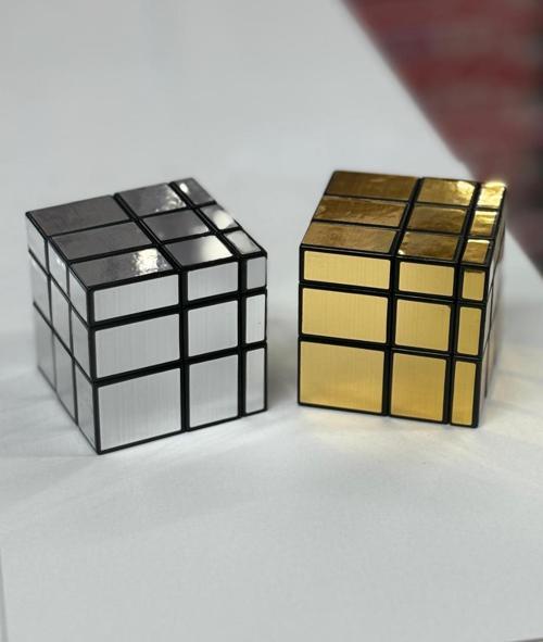 3x3x3 Mirror Sihirli Zeka Küpü Geometrik Asimetrik Küp İkili Set Gümüş Ve Sarı