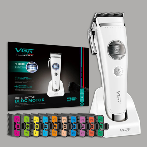 VGR V-880C Profesyonel BLDC Motorlu Şarjlı Saç Kesme Makinesi - Seramik Bıçaklı, Standlı