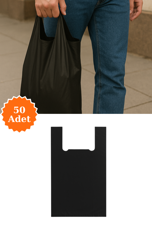 Dayanıklı Market Bakkal Tekel Manav Mağaza Malzeme Taşıma Atlet Poşet Çöp Torbası 54x79 cm 50 Adet