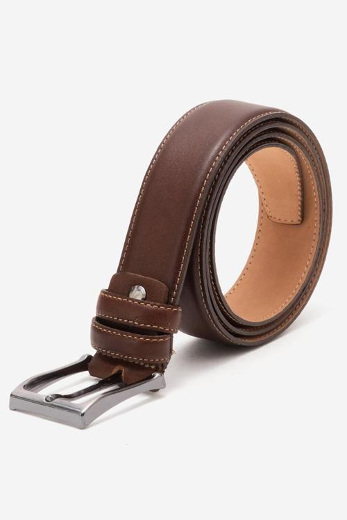 Hakiki Deri 3.5cm Erkek Takım Elbise Dikişli Klasik Kemer 518 AÇIK KAHVE