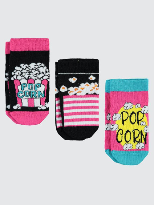 Pop Corn 3'lü 3-11 Yaş Kız Patik Çorap - Standart9-10 Yaş