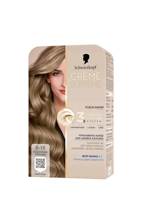 Creme Supreme Saç Boyası 8-16 Küllü Soğuk Koyu Sarı