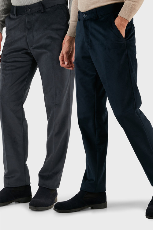 Normal Bel Regular Fit Düz Paça 2'li Paket Erkek Kadife Pantolon 645MERLINS2 ANTRASİT-LACİVERT