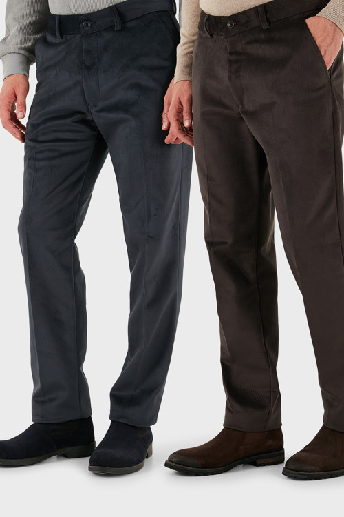 Normal Bel Regular Fit Düz Paça 2'li Paket Erkek Kadife Pantolon 645MERLINS2 KAHVE-ANTRASİT