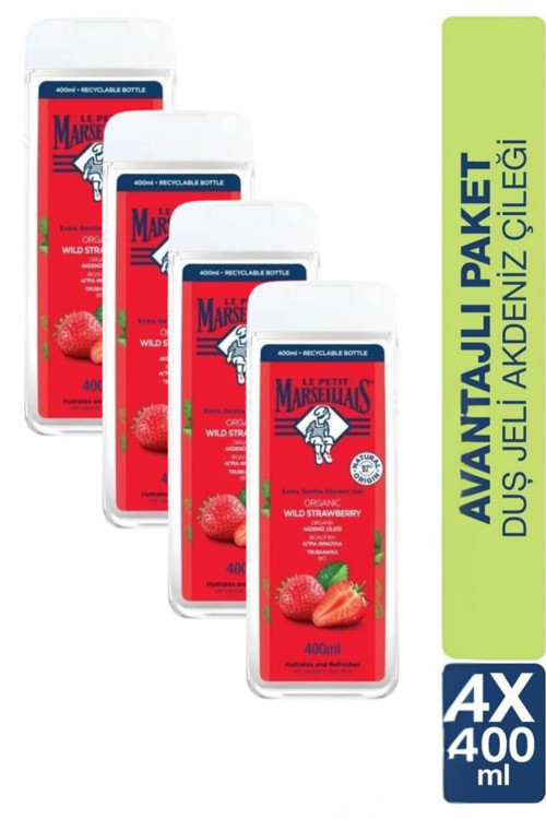 Akdeniz Çileği Nemlendirici Banyo Ve Duş Jeli 400ml X 4 Adet