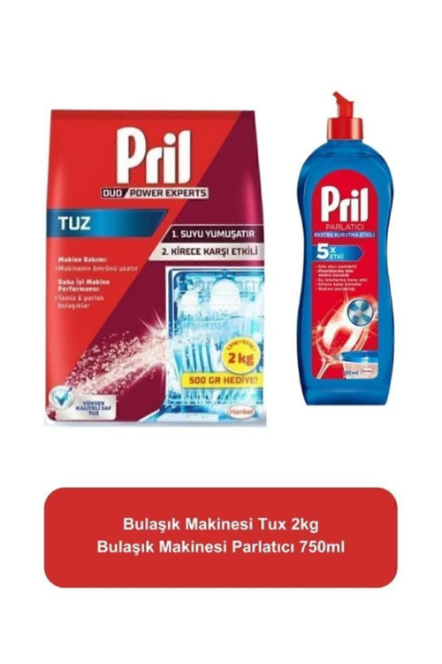 Bulaşık Makinesi Temizlik Bakım Seti - Parlatıcı 750ml + Bulaşık Makinesi Tuzu 2000g