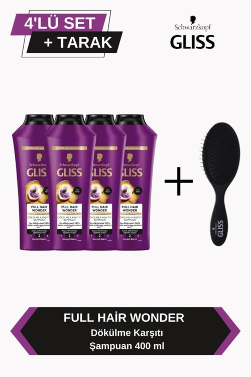 Full Hair Wonder Dökülme Karşıtı Şampuan 400ml x 4'lü Set+Tarak