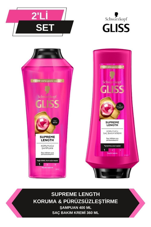Supreme Length Uzun Saçlara Özel Set (Şampuan 400 ml + Saç Kremi 360 ml)
