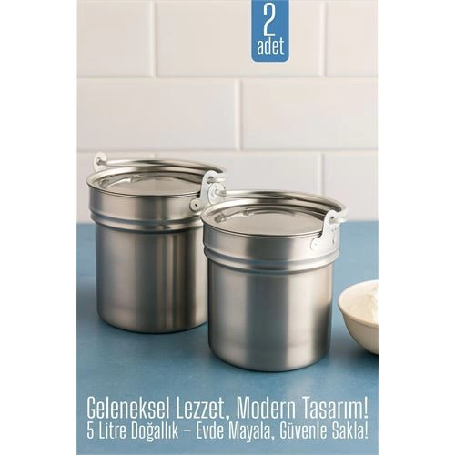 HSNET 2 li Yoğurt Bakracı – Paslanmaz Çelik 5 Litre | Kapaklı Hijyenik ve Dayanıklı