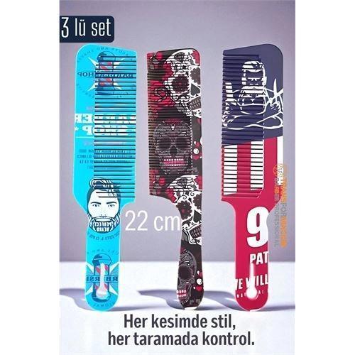 HSNET Saç Kesim Tarağı – Özel Tasarım 22 cm 3’lü Berber Tarağı Seti – Antistatik & Isıya Dayanıklı