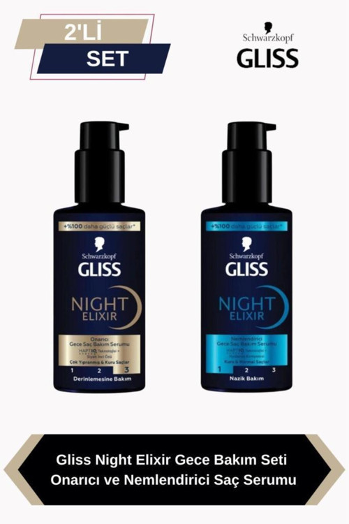Night Elixir Gece Bakım Seti: Onarıcı ve Nemlendirici Saç Serumu
