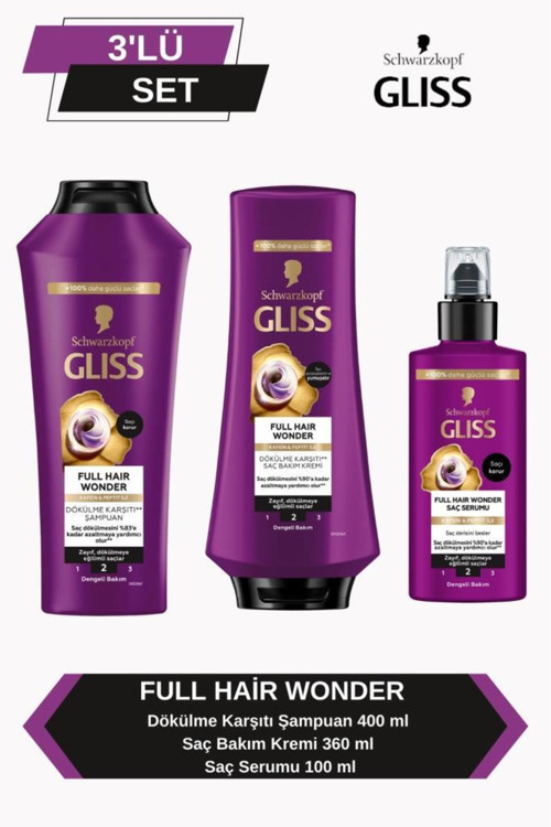 Full Hair Wonder Dökülme Karşıtı Şampuan 400ml Saç Kremi 360ml Saç Serumu 100 ml